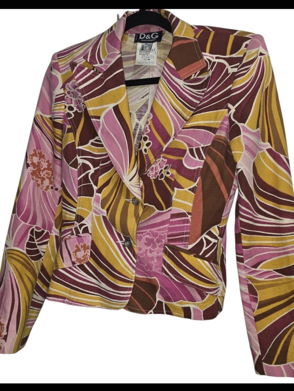 Dolce & Gabbana D&G Floral Linen Blend Blazer Jacket Pink Italy EU 40 US 4